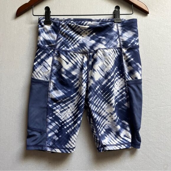 Joe Fresh Blue Tie-Dye Activewear Set Women’s Workout Crop Top & Shorts Sz S - Picture 7 of 11